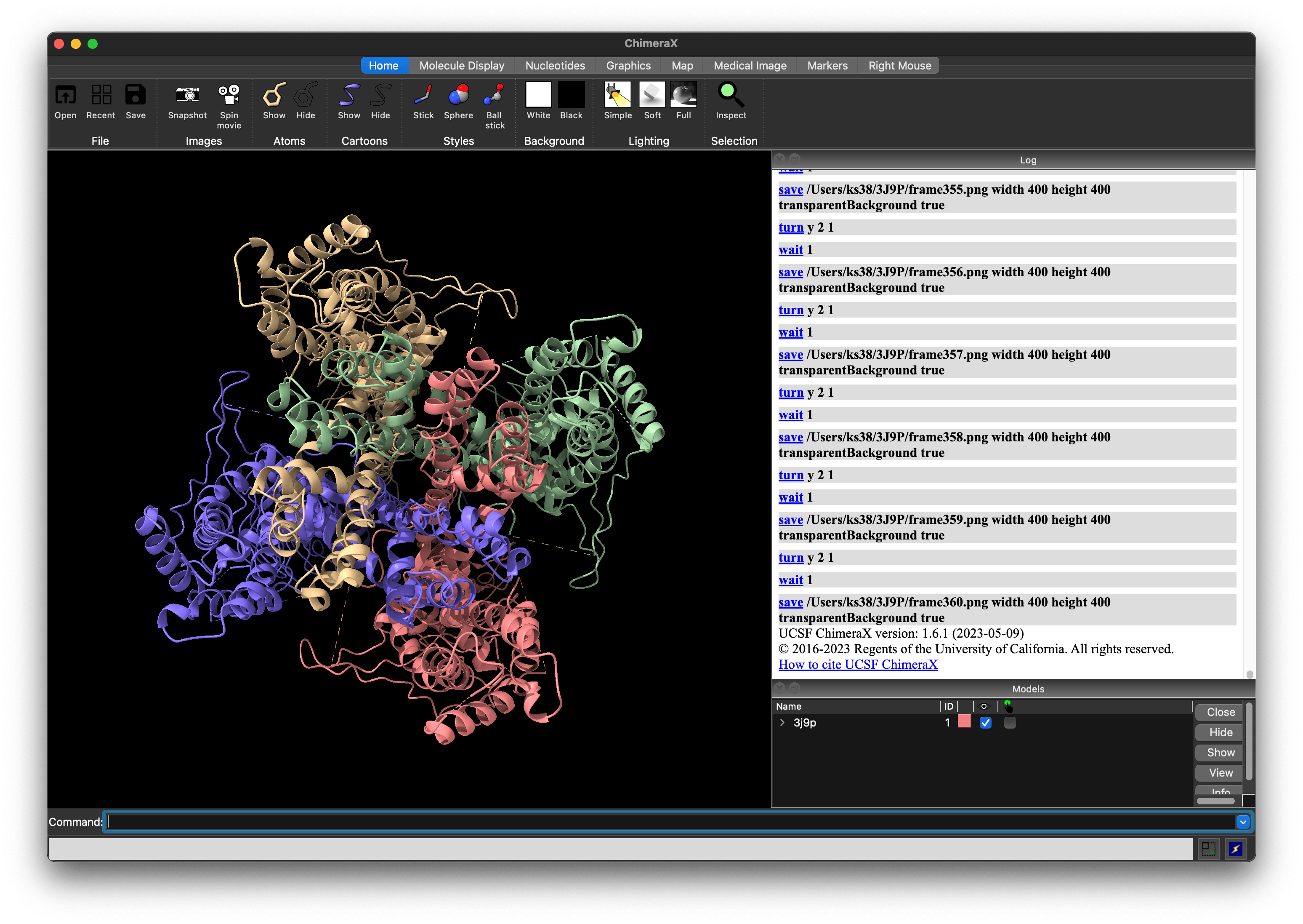 ChimeraX after finishing the script